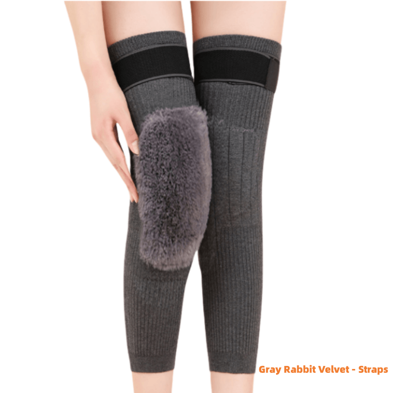 2 Pcs Adjustable Cashmere wool Knee Warmers -30° warm knee pads with strap