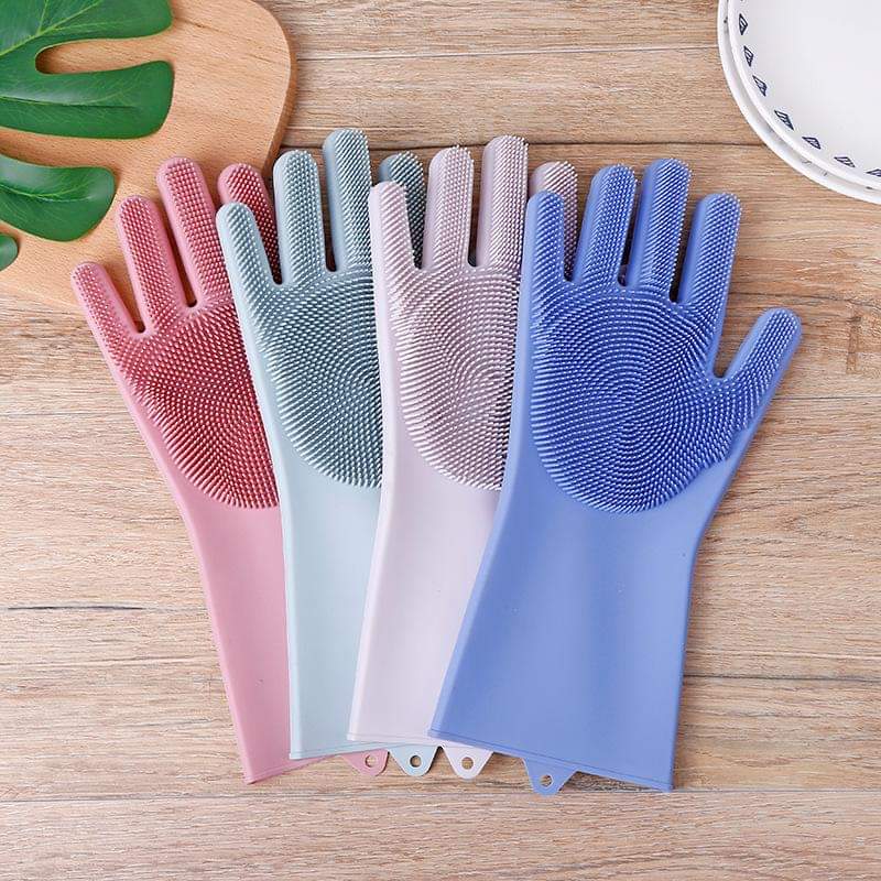 Multipurpose Silicone Dish Washing Gloves With Scrubber