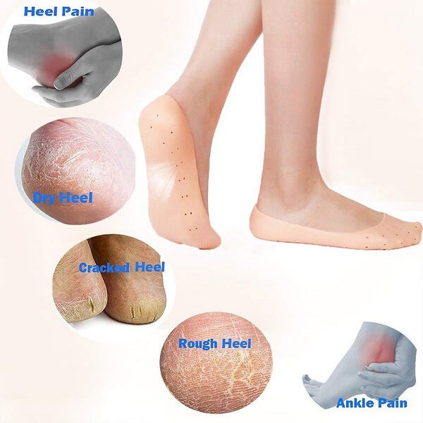 Silicone Heels Protector Anti Crack Foot Socks (Pair)